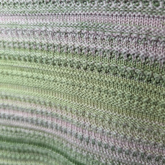 Vintage Y2K Design 365 Cotton Blend  Striped Knit Pink Green Sweater L - Picture 7 of 7